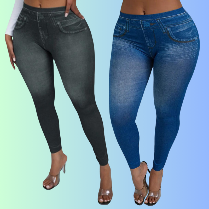 Calça LipoJeans: Leggings Skinny de Denim Feminino: Conforto Casual e Elegância em uma Peça com Estilo