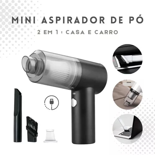 Aspirador De Mão Portátil Recarregável Usb Para Carro E Cas