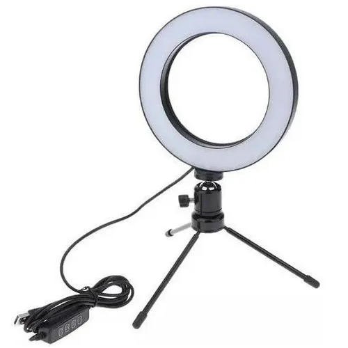 Ring Light De Mesa Iluminador De Led Tripé 8 Polegadas com