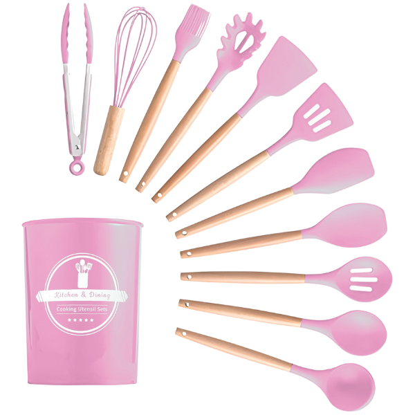 Kit Utensílios Cozinha 12 Peças Silicone Antiaderente (PRET