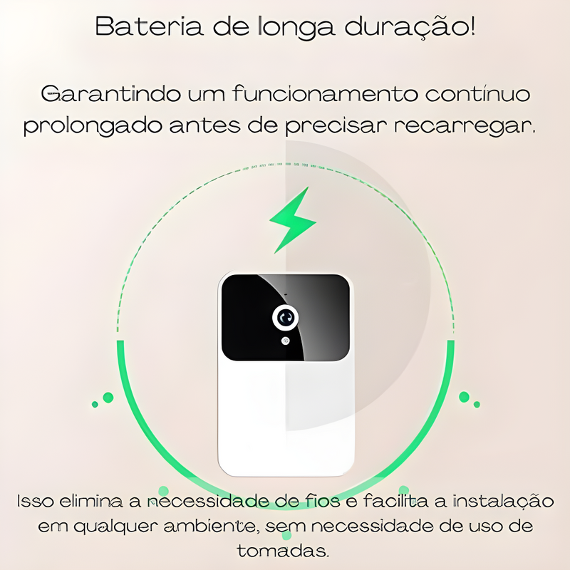 : Campainha C/ Câmera Wifi S Fio Inteligente Interfone C Áud