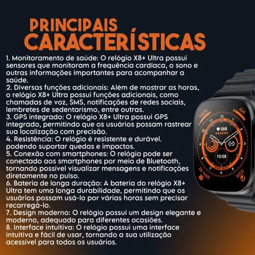 Relógio Smartwatch X8 Ultra Tela HD 49mm (LARANJA)