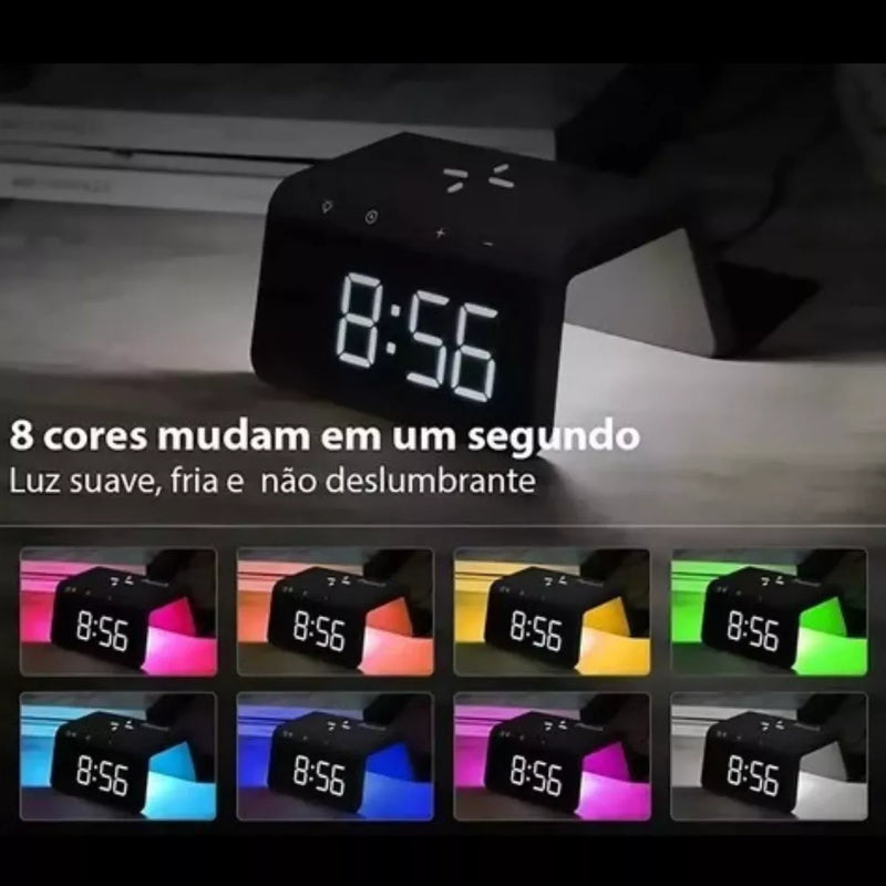 : Carregador Indução + Relógio Despertador (PRETO)