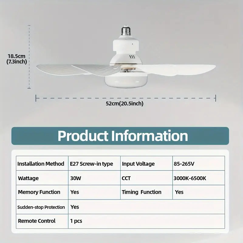 Ventilador E Luminária De Teto Com Rotação 360° Automatica