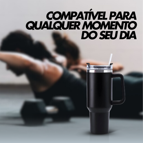 Copo Térmico Grande 1200 Ml Canudo Parede Dupla Cor preto