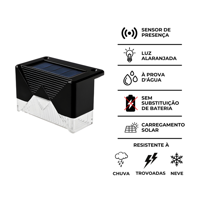 Kit 4 Arandelas com Sensor Solar jardim escadas muros