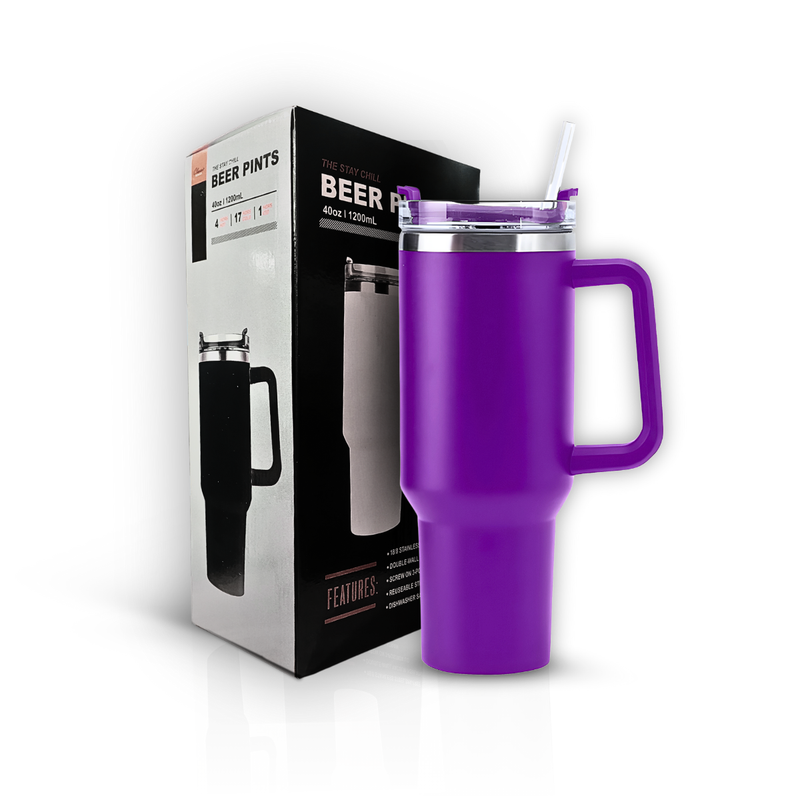 Copo Térmico Grande 1200 Ml Canudo Parede Dupla Cor Roxo