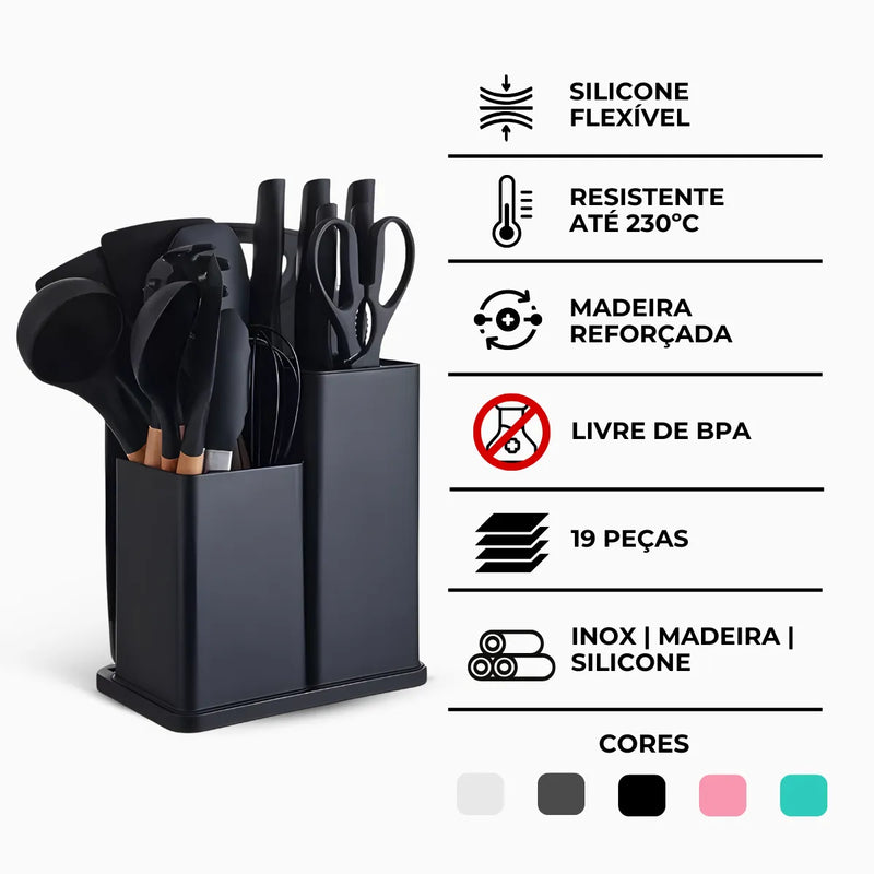 : Kit Utensílios de Cozinha Jogo Completo 19 Peças