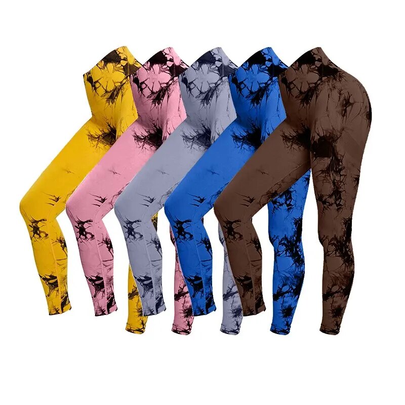 Legging de Yoga Push Up sem costura para mulheres, Tie Dye, Leggings esportivos, calças justas de fitness, leggings de treino, roupas de ginástica, 2023