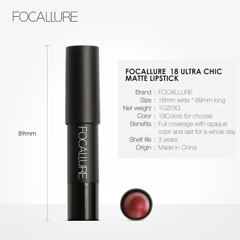 FOCALLURE 31 Cores Batom Matte Longa Duração À Prova D'Água Sexy Lipbalm Antiaderente Lip Tint Lápis Labial Maquiagem Cosméticos para Mulheres