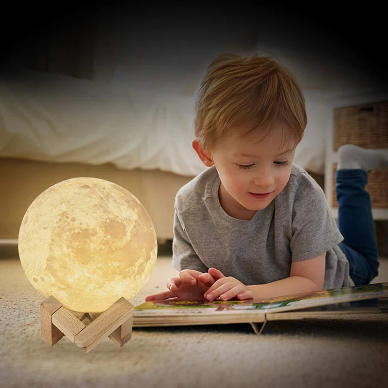 ZK20 LED Night Light 3D Print Moon Lamp 16 cores recarregável mudança de luz toque remoto LED luz da lua presente