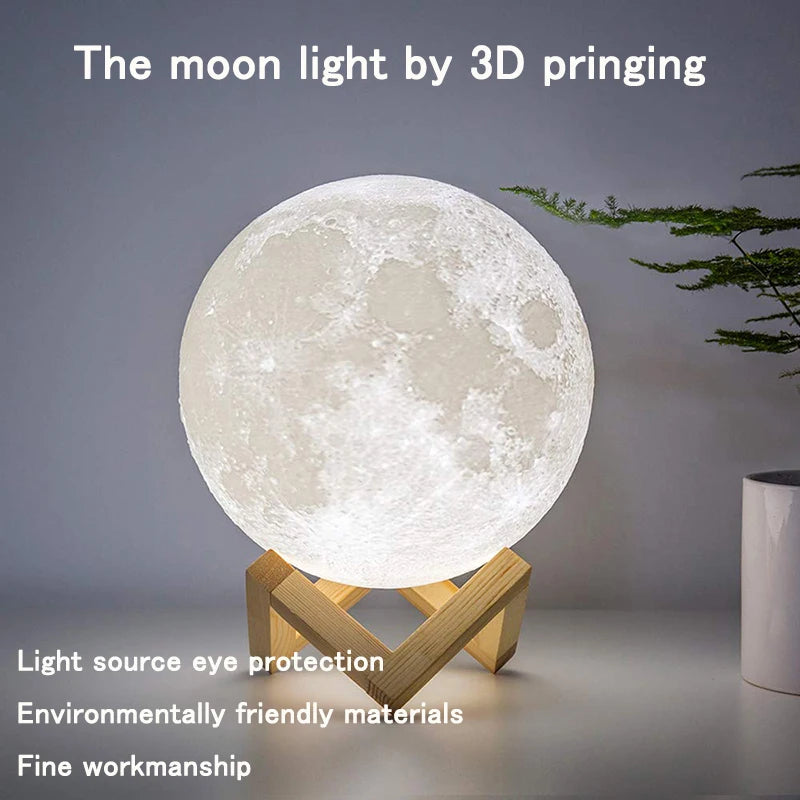 ZK20 LED Night Light 3D Print Moon Lamp 16 cores recarregável mudança de luz toque remoto LED luz da lua presente