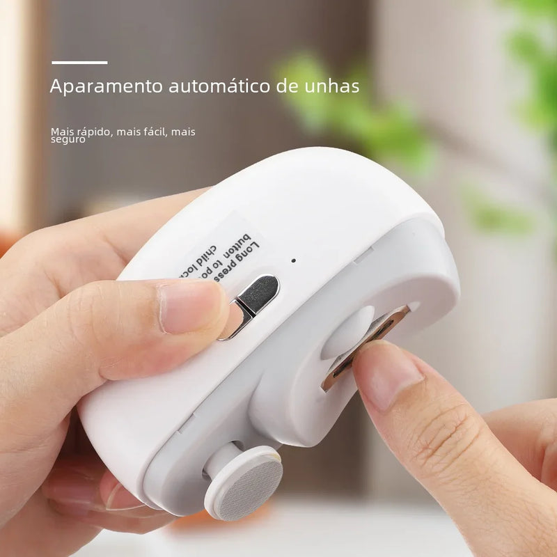 Cortador de unhas elétrico, lixamento e polimento com luz, aparador automático de unhas, cortador de unhas recarregável, manicure para bebês e adultos