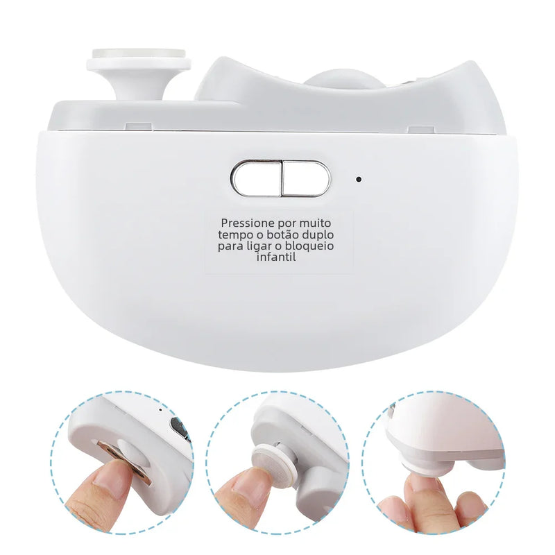 Cortador de unhas elétrico, lixamento e polimento com luz, aparador automático de unhas, cortador de unhas recarregável, manicure para bebês e adultos