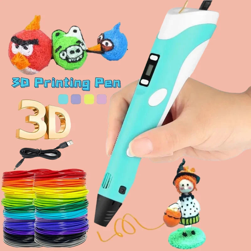 Caneta de impressão 3D DIY Pintura tridimensional Brinquedos infantis Diversão Camuflagem Com Tela LCD Compatível PLA Filamento Brinquedos Presente