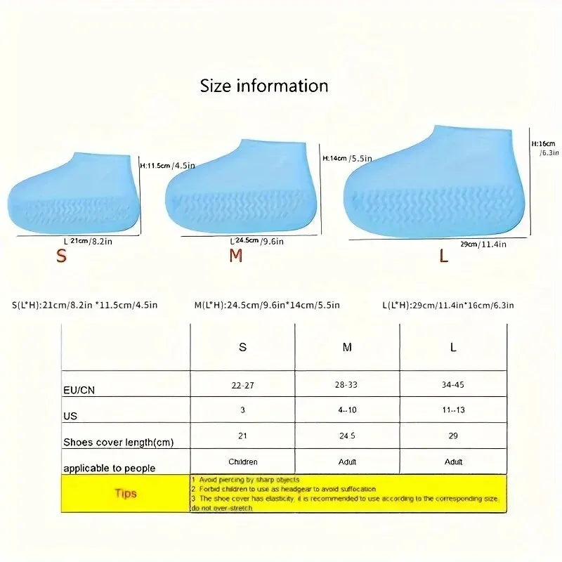 1 par de botas de chuva de borracha para uso ao ar livre, capas de sapato impermeáveis de silicone, capa de sapato para dias chuvosos, chuva reutilizável e antiderrapante