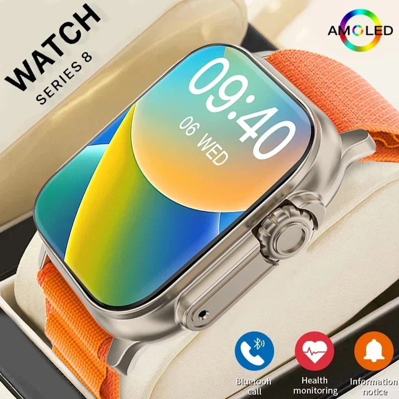 2024 t900 ultra 2 relógio inteligente masculino 49mm série 8 2.3 "tela amoled nfc bússola à prova dwaterproof água para apple watch iwo ultra 8 smartwatch