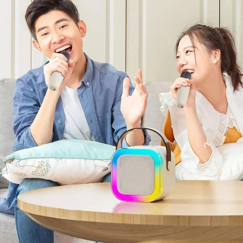 Máquina portátil de karaokê bluetooth k12, sistema de alto-falante 5.3 pa com 1-2 microfones sem fio, casa, família, cantando, presentes para crianças