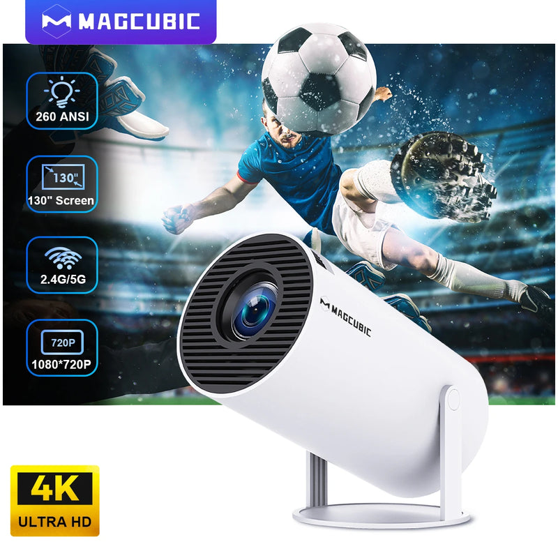 Projetor Magcubic Android 11 4K 1280*720P HY300 Dual Wifi 260ANSI 180°flexível BT5.0 Cinema Outdoor Projetor Portátil HY300 Pro