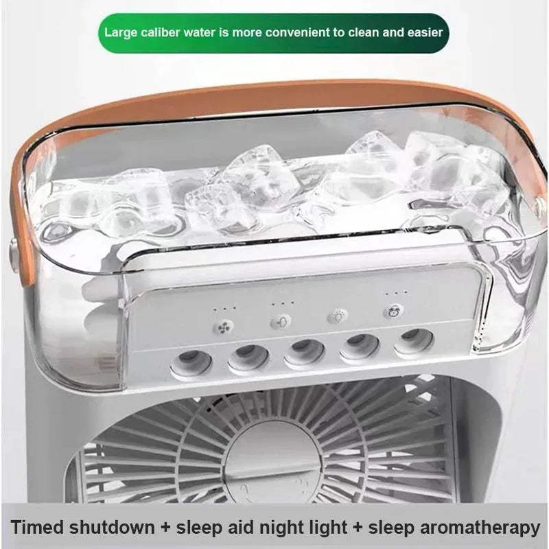 Portátil 3 em 1 ventilador de ar condicionado doméstico pequeno refrigerador de ar led luzes noturnas umidificador ajuste ar ventiladores casa dropshipping