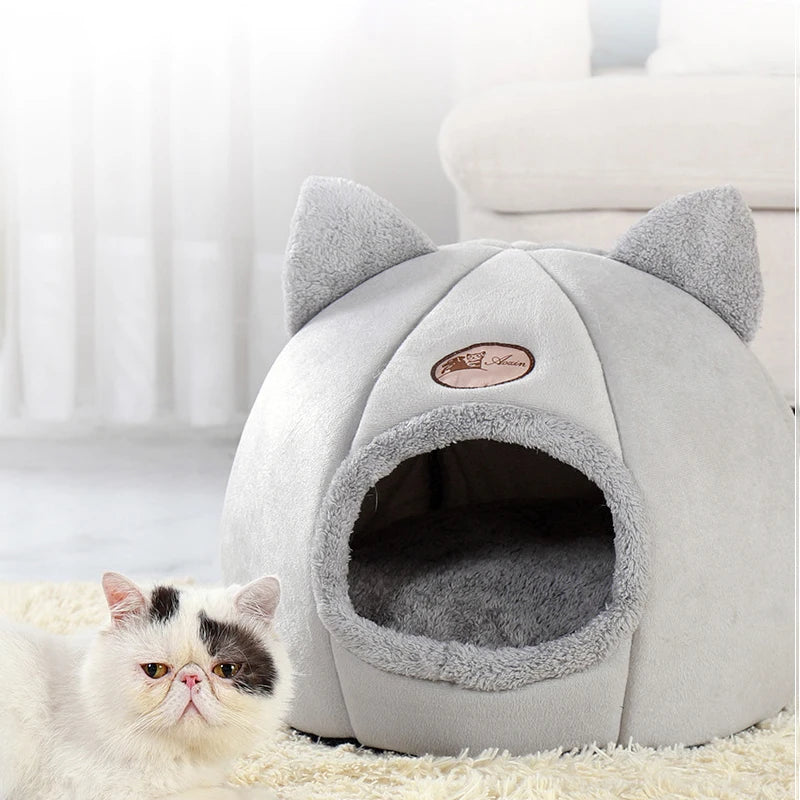 Novo conforto de sono profundo no inverno cama de gato iittle esteira cesta pequena casa de cachorro produtos animais de estimação tenda aconchegante caverna ninho interior cama gato