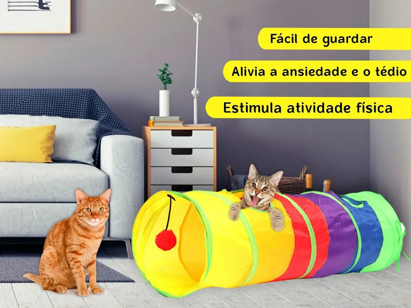 Túnel de gato brinquedo dobrável treinamento interativo dobrável crinkle gatinho jogar jogos tubo túnel com bola pat acessórios