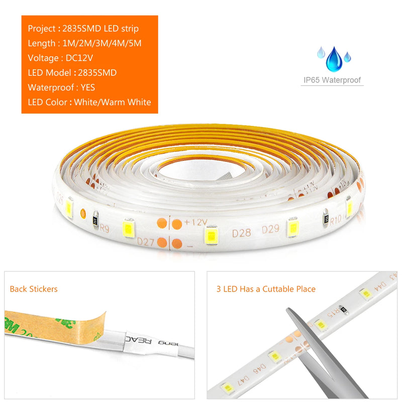 Sensor de movimento led sob a luz da noite da cama da luz do armário 1m-5m tira conduzida lâmpada do sensor da noite com 110v-220v ao adaptador de alimentação 12v