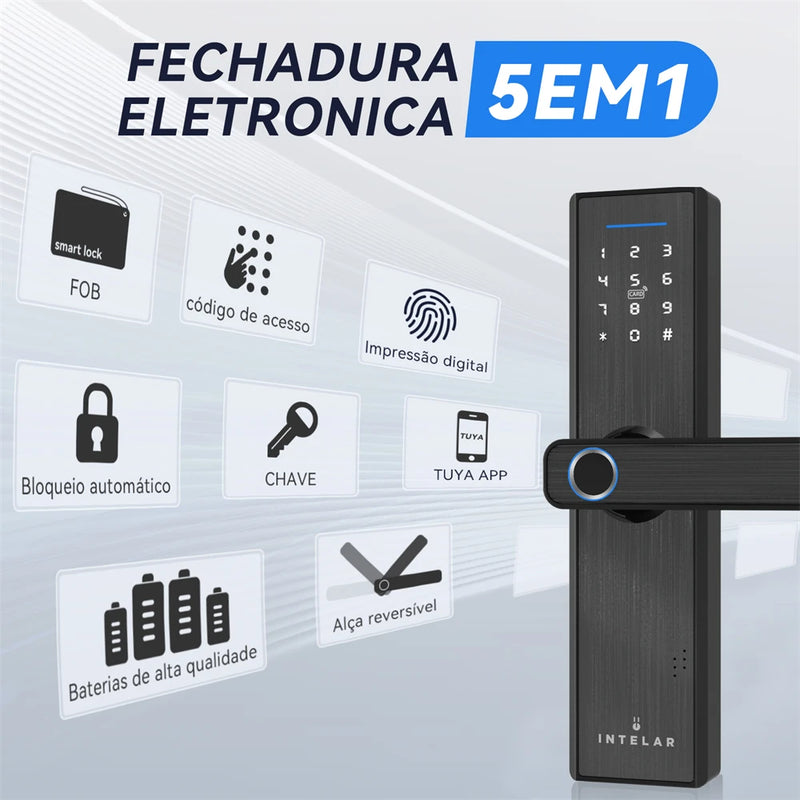 Tuya wifi digital eletrônico inteligente fechadura da porta com câmera biométrica impressão digital cartão inteligente senha chave desbloquear fechadura da porta digital