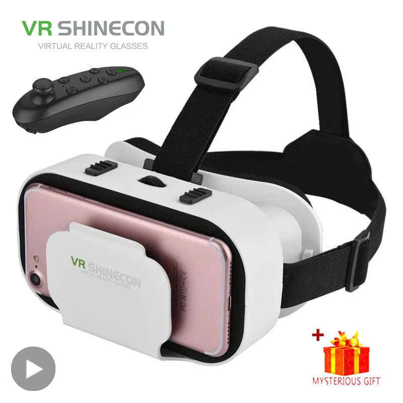 Shinecon vr óculos 3d fone de ouvido dispositivo realidade virtual capacete óculos lentes smartphone móvel telefone inteligente realidade celular viar vr