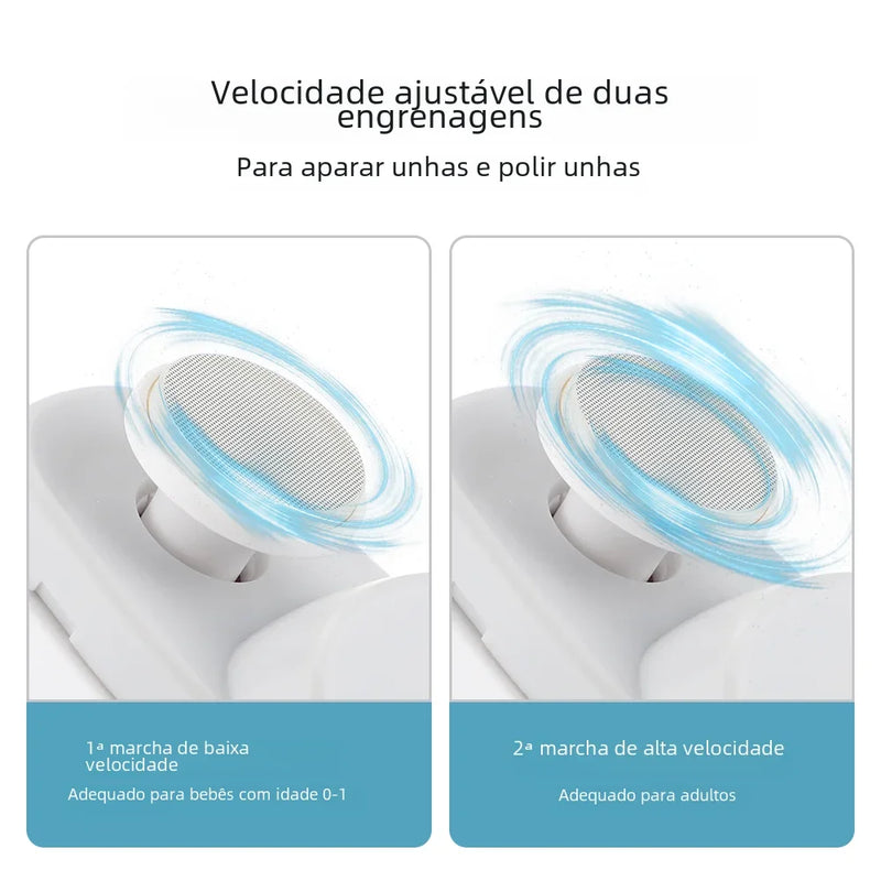 Cortador de unhas elétrico, lixamento e polimento com luz, aparador automático de unhas, cortador de unhas recarregável, manicure para bebês e adultos