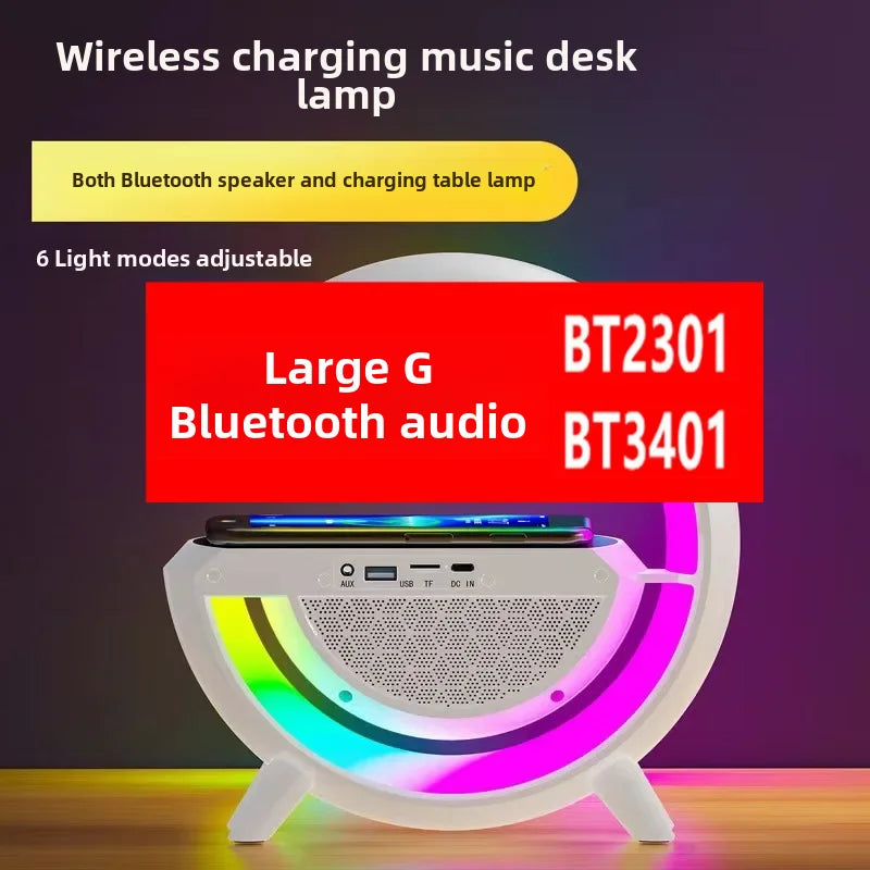 Bt-3401 atmosfera colorida luz sem fio bluetooth alto-falante relógio alarme integrado máquina novo produto best-seller transfronteiriço