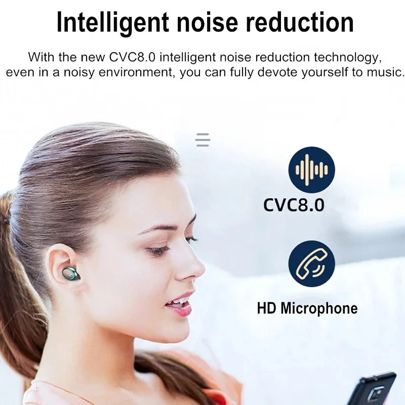 F9 fones de ouvido sem fio bluetooth tws led dislpaly binaural à prova dwaterproof água hd chamando cvc 8.0 redução ruído