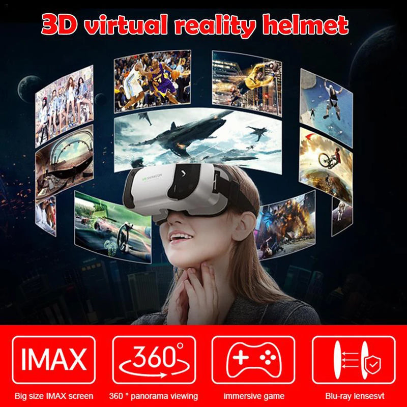 Shinecon vr óculos 3d fone de ouvido dispositivo realidade virtual capacete óculos lentes smartphone móvel telefone inteligente realidade celular viar vr