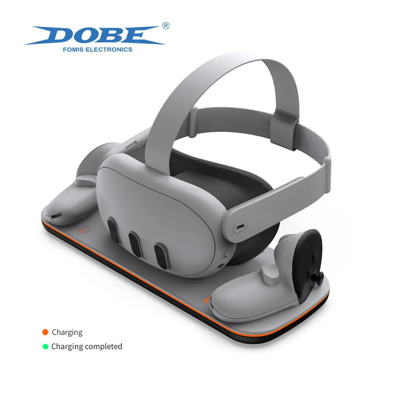 Doca de carregamento RGB para Mate Quest 3, estação de carregamento magnética para controladores de fone de ouvido Quest 3 VR, com 2 baterias recarregáveis