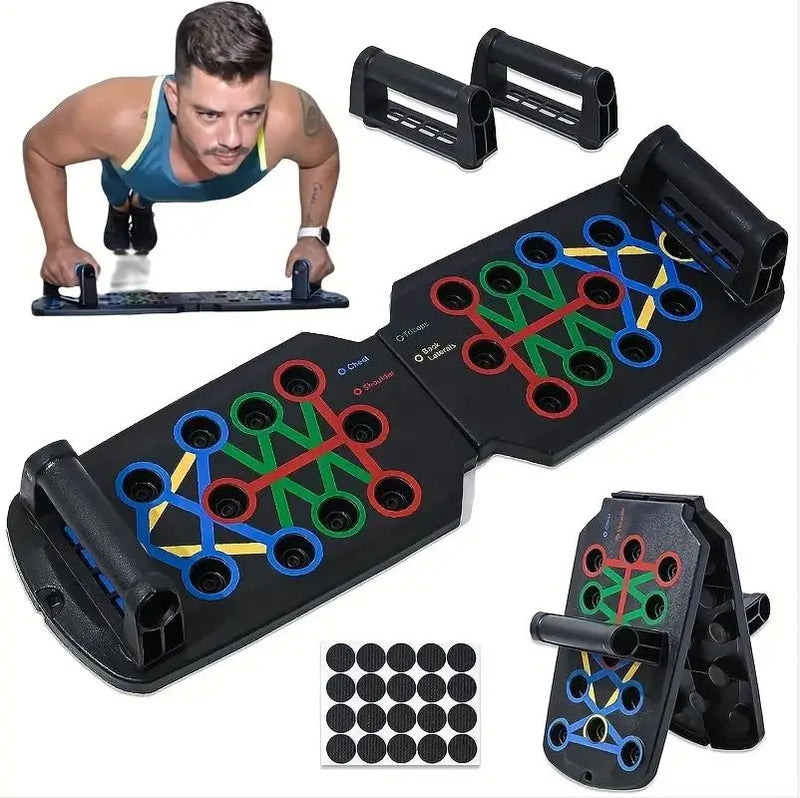 Conjunto de prancha multifuncional portátil com alças, equipamento fitness dobrável para peito, abdômen, braços e costas, treinamento