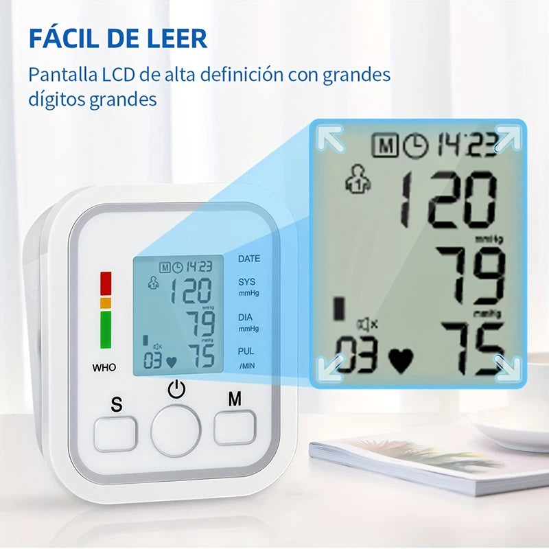 Esfigmomanômetro de braço doméstico LCD Esfigmomanômetro digital Monitor de pressão arterial