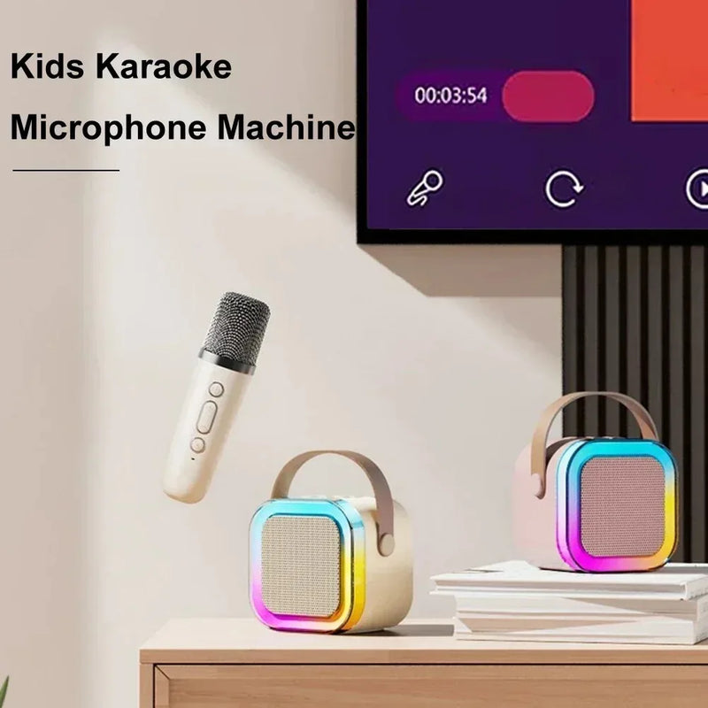 Máquina portátil de karaokê bluetooth k12, sistema de alto-falante 5.3 pa com 1-2 microfones sem fio, casa, família, cantando, presentes para crianças