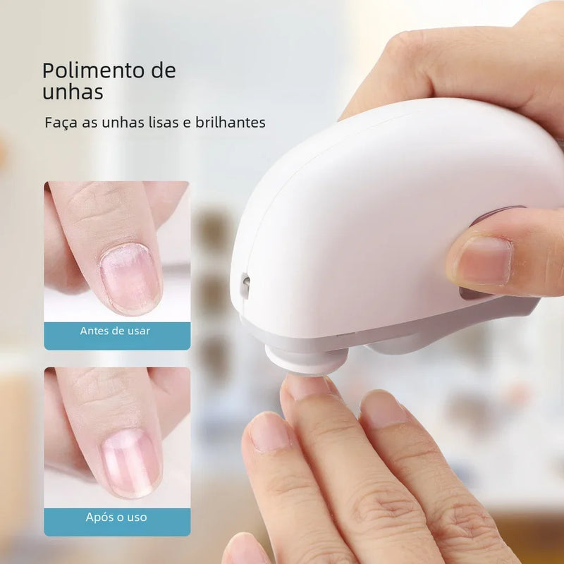 Cortador de unhas elétrico, lixamento e polimento com luz, aparador automático de unhas, cortador de unhas recarregável, manicure para bebês e adultos