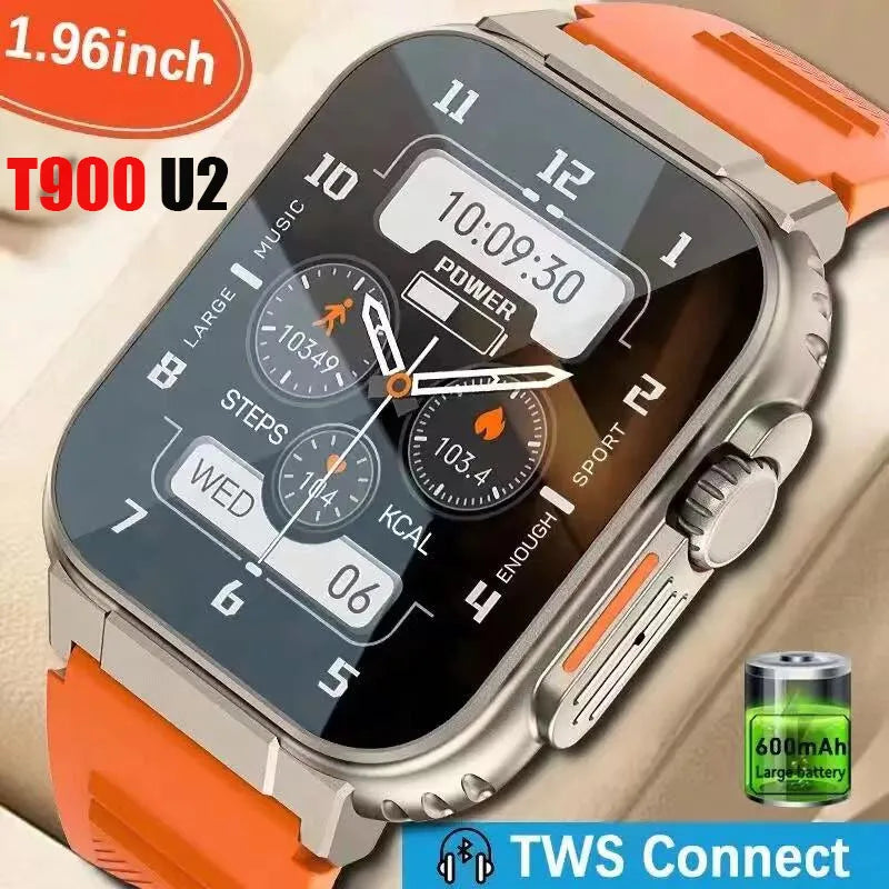 Novo relógio T900 U2 Smart Watch 49mm 2024 Novo NFC Homens Mulheres GPS Track Bluetooth Chamada BT Música Jogos Carregamento sem fio Smartwatch