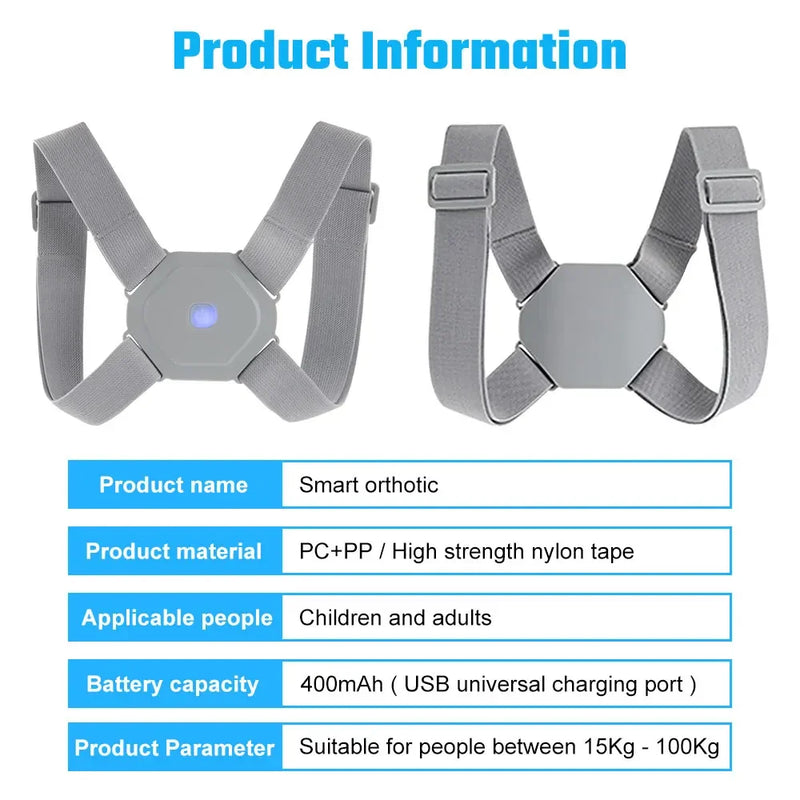 Corretor de postura elétrico, cinta traseira, maca de coluna, massageador de vibração lombar, suporte para cinto traseiro, recarregável por USB