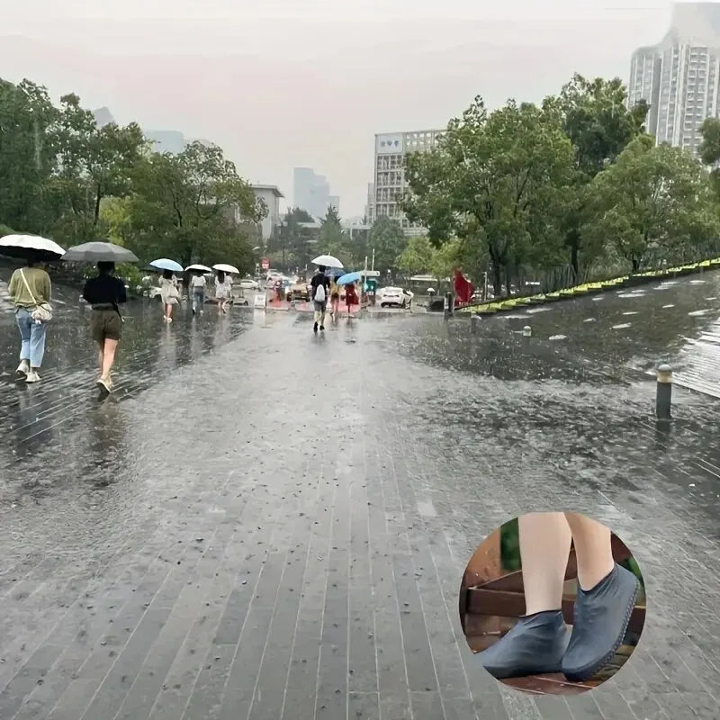 1 par de botas de chuva de borracha para uso ao ar livre, capas de sapato impermeáveis de silicone, capa de sapato para dias chuvosos, chuva reutilizável e antiderrapante