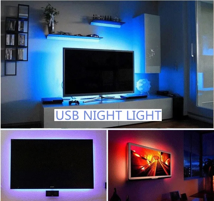 Corda de luz noturna led dc5v com cabo de porta usb 50cm 1m 2m 3m 4m 5m usb lâmpada de tira led smd 3528 para tv/pc/portátil