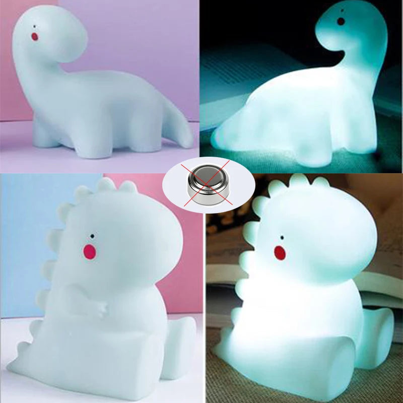 Bebê dos desenhos animados led luzes da noite mesa lâmpada decoração quarto dinossauro unicórnio crianças brinquedo do bebê aniversário presente de natal