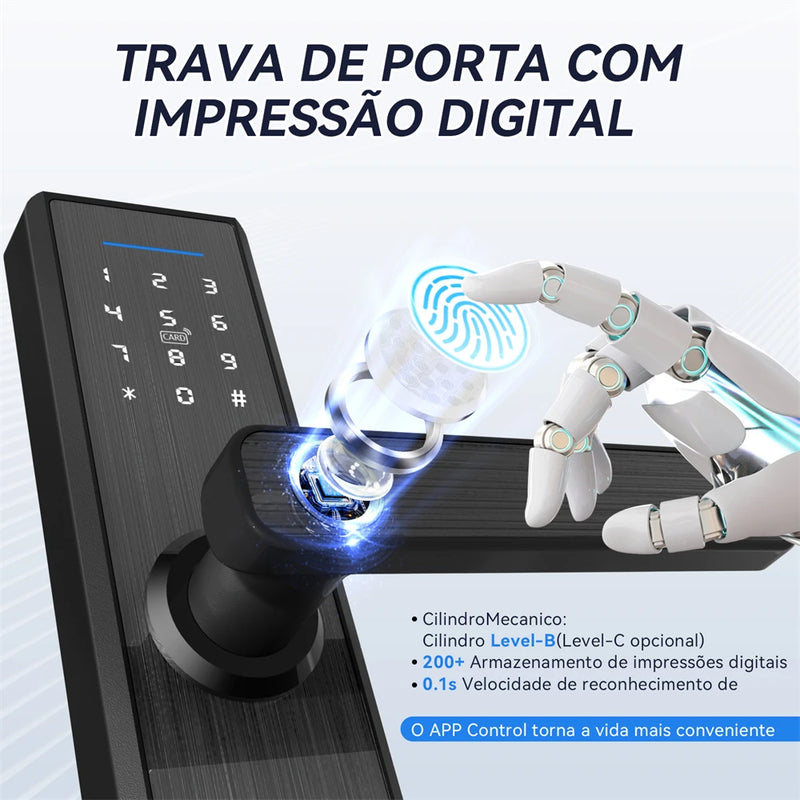 Tuya wifi digital eletrônico inteligente fechadura da porta com câmera biométrica impressão digital cartão inteligente senha chave desbloquear fechadura da porta digital