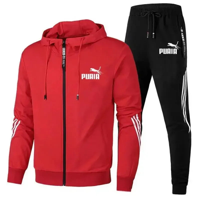 Moda agasalho masculino terno outono novo zíper cardigan jaqueta + moletom listra correndo fitness basquete jogging 2 peça conjunto