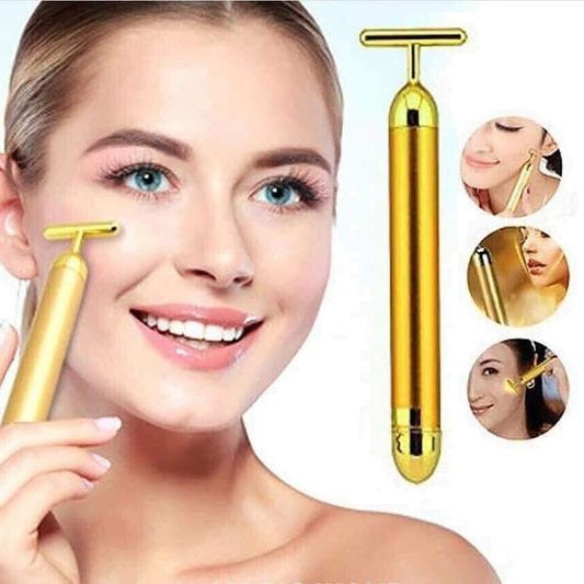 Massageador Facial Elétrico Gold 24k Harmonização Anti-rugas