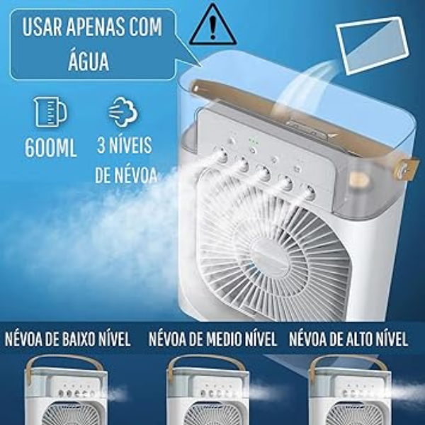 Ventilador Portátil de Mesa Mini Ar Condicionado Umidificad