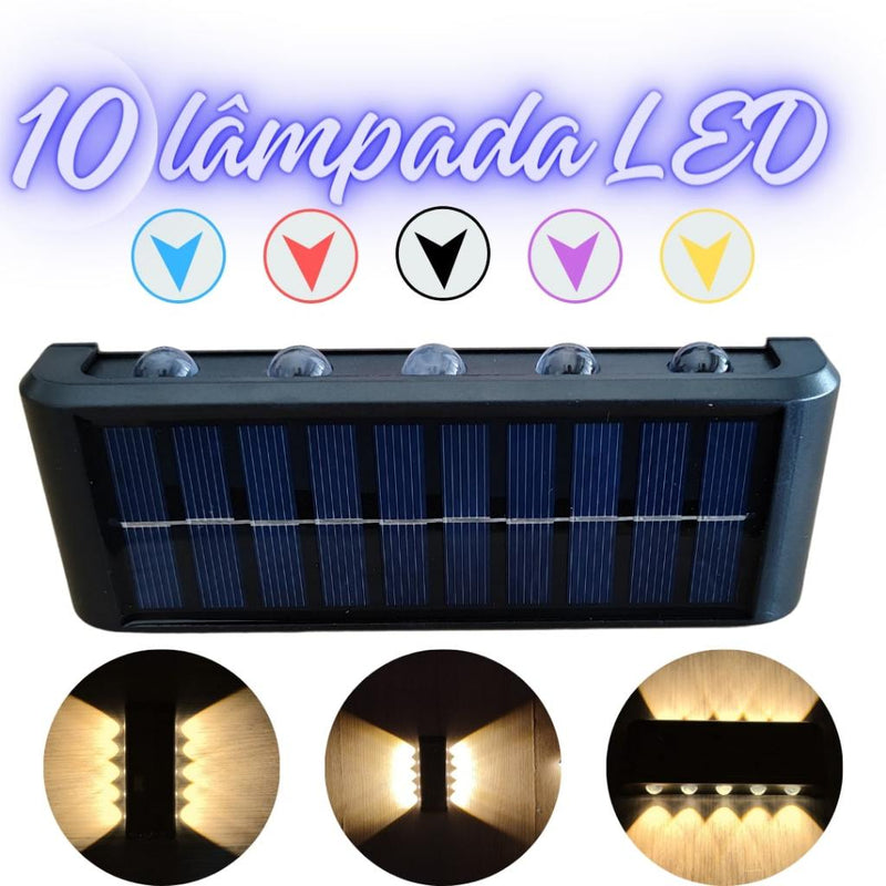 it com 4 Arandela solar 10 leds jardim escadas muros