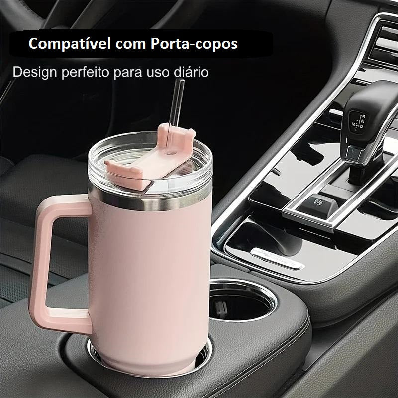 Cópia - Copo Térmico Grande 1200 Ml Canudo Parede Dupla