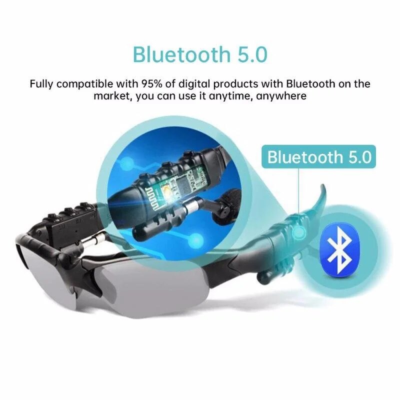 Óculos Bluetooth com USB Móvel Recarregável, Óculos De Luz Polarizada, Fone De Ouvido De Música, Óculos De Equitação, Auricular Sem Fio